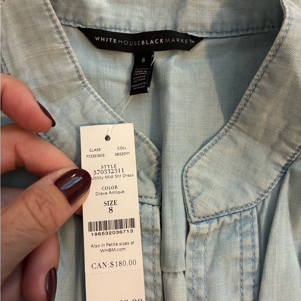 NWT White House Black Market Sky Blue Midi Dress - Picture 3 of 4